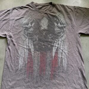 Vintage MMA Elite Shirt Mens Large Gray Y2K Cyber Grunge Eagle Skull Graphic Tee